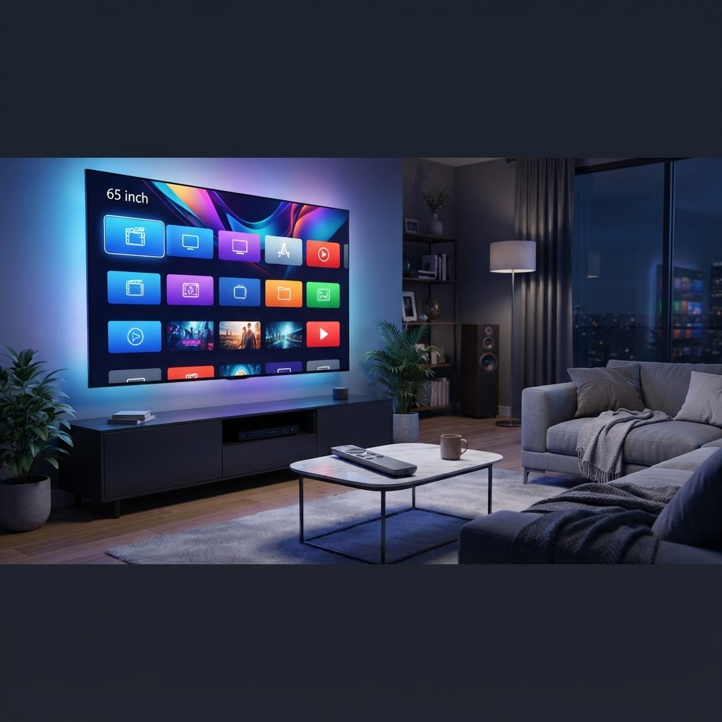A living room television ready for streaming
